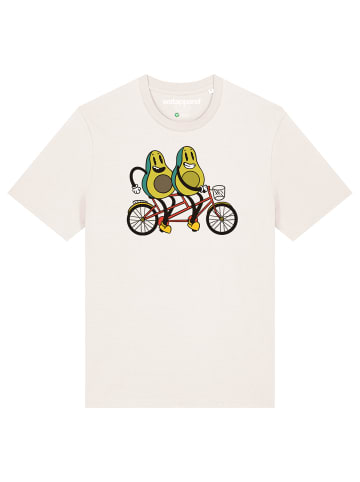 wat? Apparel T-Shirt Avocado Fahrrad in Off White