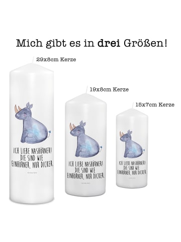 Mr. & Mrs. Panda Kerze Einhorn Nashorn mit Spruch in Weiß