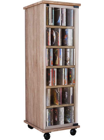 VCM  Holz CD DVD Stand Regal Valenza Glastür in Sonoma-Eiche (Sägerau)