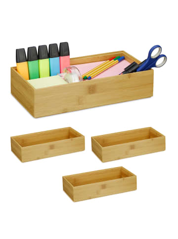 relaxdays 4x Ordnungsbox in Natur - (B)30 x (H)7 x (T)15 cm