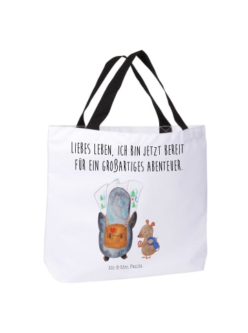 Mr. & Mrs. Panda Tasche Pinguin & Maus Wanderer mit Spruch in Weiß