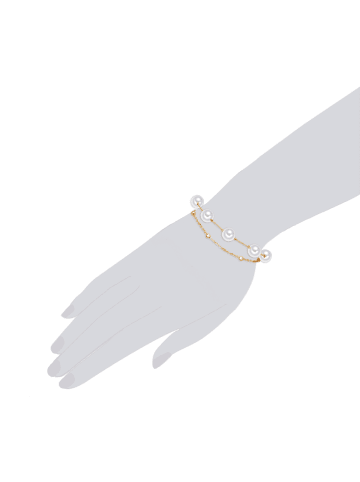 Lulu & Jane Armband aus Messing mit Muschelkernperle in gelbgold