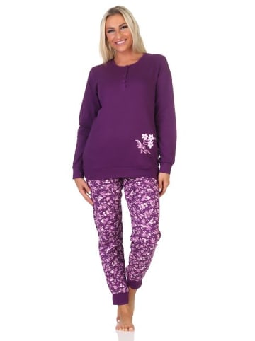 NORMANN Schlafanzug langarm Bündchen Kuschel interlock - 80565 in beere