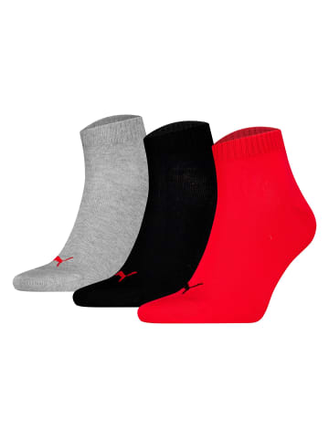 Puma Socken 3er Pack in Schwarz/Grau/Rot