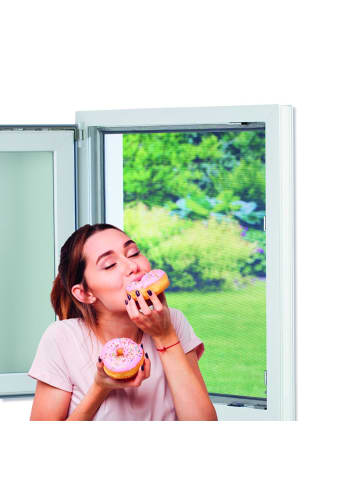 EASYmaxx Moskitonetz Fenster 110x130cm schwarz mit Klettverschluss Schwarz