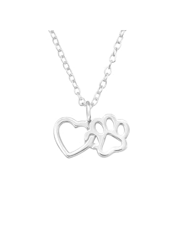 Alexander York Kette mit Anhänger HERZ UND PFOTE in 925 Sterling Silber, 2-tlg. in silber