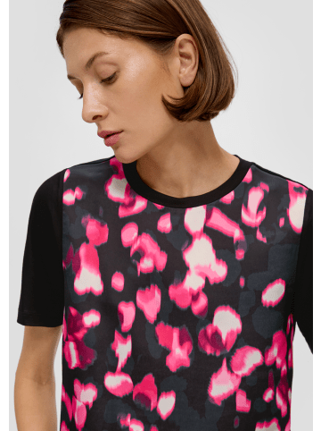 s.Oliver BLACK LABEL T-Shirt kurzarm in Mehrfarbig-pink-schwarz