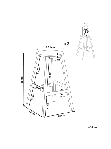 Beliani 2-tlg Barhocker ANCELLE in Braun
