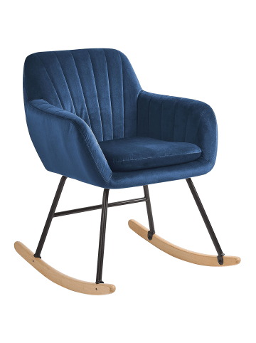 Beliani Schaukelstuhl LIARUM in Blau/Schwarz/Braun - (W) 60 x (H) 82 x (L) 74 cm