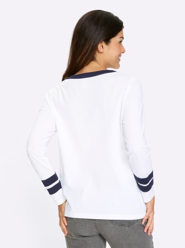 Sieh an! Langarm-Shirt in weiß-marine