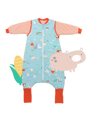 Schlummersack Bio Schlafsack mit Füßen und umklappbaren Bündchen 3.5 TOG in Blau