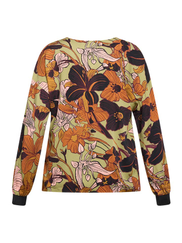 CARTOON Oversize-Bluse mit Rippbündchen in Brown/Green