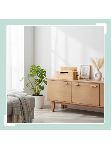 relaxdays Kabelbox in Natur - (B)30 x (H)16 x (T)13 cm