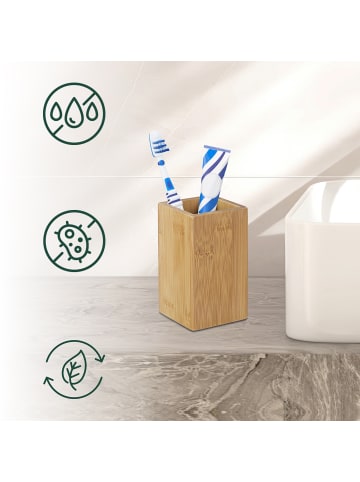 relaxdays 2 x Zahnputzbecher in Natur - (H)11,5 cm