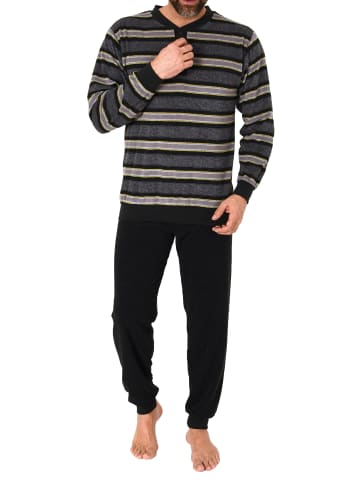 NORMANN Frottee Schlafanzug lang Bündchen - 81422 in gelb