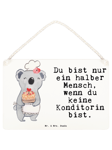 Mr. & Mrs. Panda Deko Schild Konditorin Herz mit Spruch in Weiß