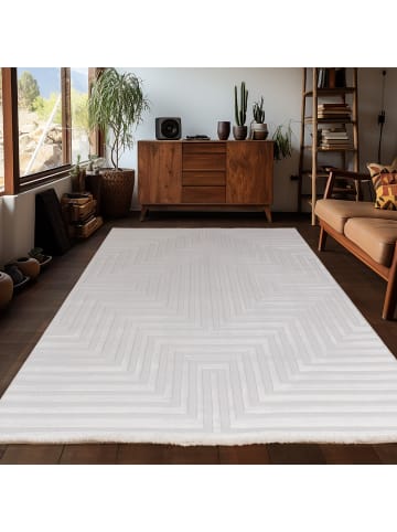 KADIMA DESIGN Teppich Kurzflor 3D-Muster Polypropylen Wohnzimmer in Creme