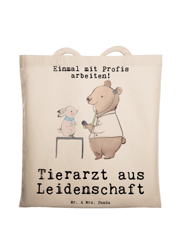 Mr. & Mrs. Panda Tragetasche Tierarzt Leidenschaft mit Spruch in Creme