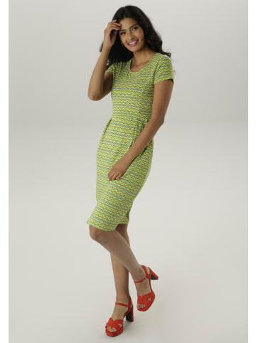Aniston SELECTED Sommerkleid in kiwigrün-orange-grün-weiß