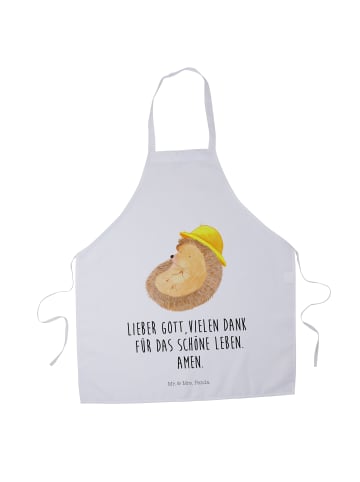 Mr. & Mrs. Panda Schürze Igel Beten mit Spruch in Weiß