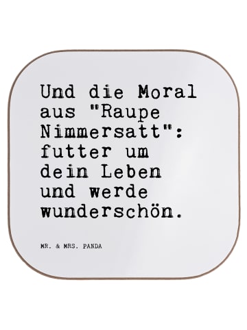 Mr. & Mrs. Panda Holzuntersetzer Und die Moral aus... mit Spruch in Weiß