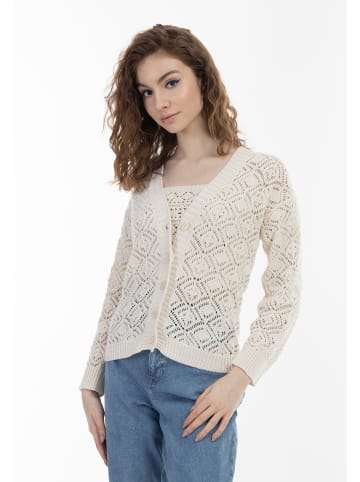myMo Damen Strick Cardigan in Wollweiss