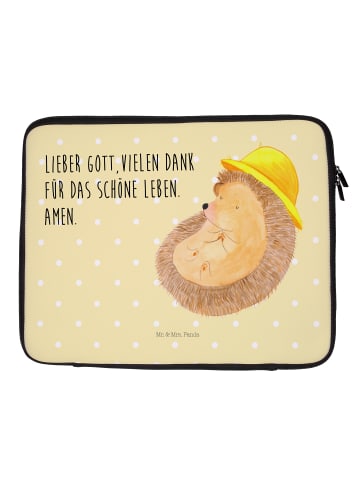 Mr. & Mrs. Panda Laptop Tasche Igel Beten mit Spruch in Gelb Pastell
