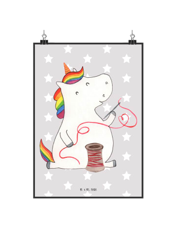 Mr. & Mrs. Panda Bild Einhorn Näherin ohne Spruch in Grau Pastell