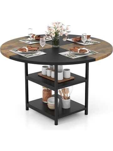 COSTWAY Esstisch für 4-6 Personen φ 120cm in Braun