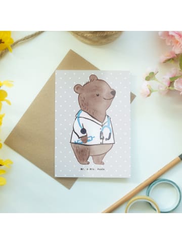 Mr. & Mrs. Panda Glückwunschkarte Arzt Herz ohne Spruch in Grau Pastell