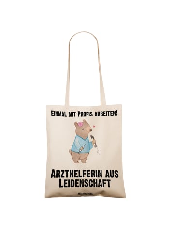 Mr. & Mrs. Panda Umhängetasche Arzthelferin Leidenschaft mit Spruch in Creme