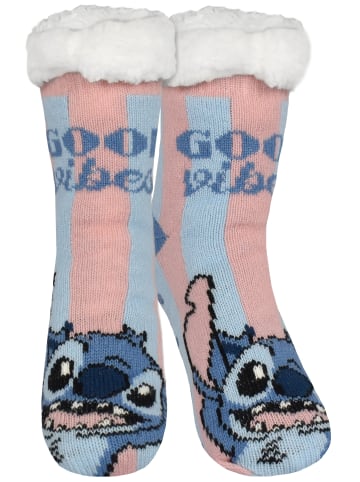 Lilo & Stitch Disney Lilo & Stitch Hüttensocken Haussocken Kuschelsocken Socken in blau/rosa