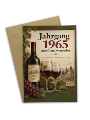 Geburtstagskarte 1965. Geburtstag Weinflasche g... in Weiß