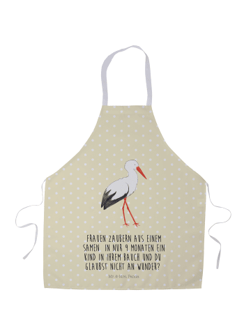 Mr. & Mrs. Panda Schürze Storch mit Spruch in Gelb Pastell