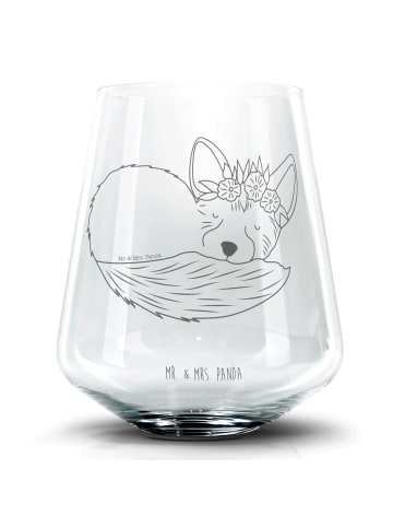 Mr. & Mrs. Panda Trinkglas Wüstenfuchs Blumen ohne Spruch in Transparent