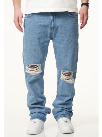 DAILY COTTON Jeans - DCPARADERA Lange Hose Ripped Straight-Fit in Light Blue
