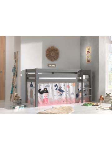 58 aufm Kessel KINDERBETT Karolina 210x114x106 Massivholz Grau Textilset Sophie