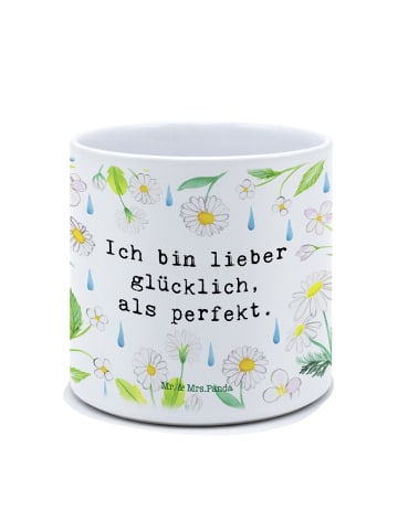 Mr. & Mrs. Panda Blumentopf Lieber glücklich als perfekt mit Spruch in Weiß