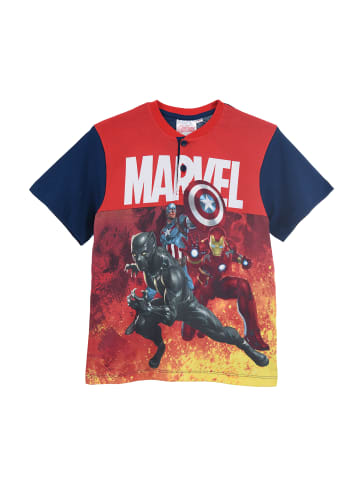 Avengers 2tlg. Outfit: Schlafanzug kurz Captain America Ironman Black Panther in Blau