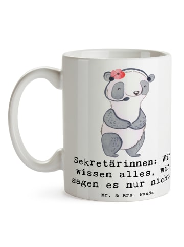 Mr. & Mrs. Panda Geschenktasse Sekretärin Geheimnisträgerin mit ... in Weiß