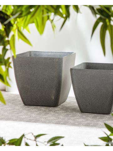 Beliani Outdoor Blumentopf ZELI in Grau - (W) 49 x (H) 49 x (L) 49 cm