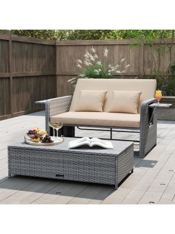 COSTWAY Polyrattan Lounge Sofa 2-Sitzer Gartenmöbel in Beige