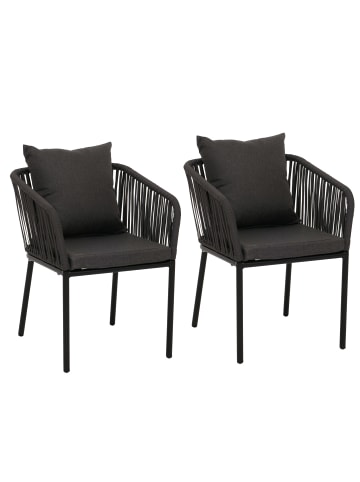 MCW 2er-Set Gartenstuhl N41, Anthrazit, Kissen dunkelgrau