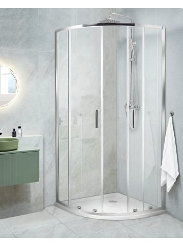 Beliani Duschkabine JUKATAN in Transparent/Silber - (W) 90 x (H) 185 x (L) 90 cm