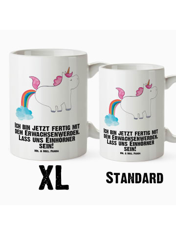 Mr. & Mrs. Panda Steinguttasse Einhorn Pupsen mit Spruch in Weiß