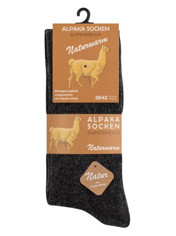 Cotton Prime® 2 Paar Wollsocken Alpaka Socken in anthrazit/grau