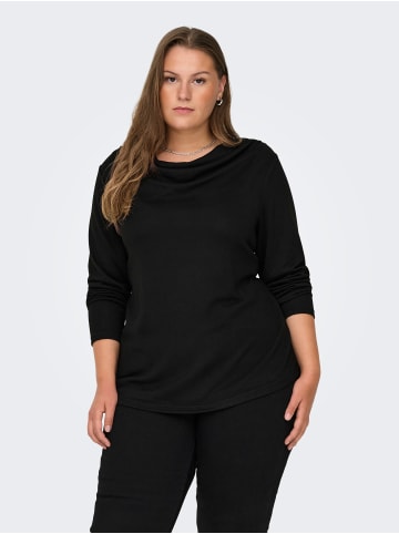 ONLY Carmakoma Bluse Plus Size V-Ausschnitt Langarm Regular Fit in Schwarz-2