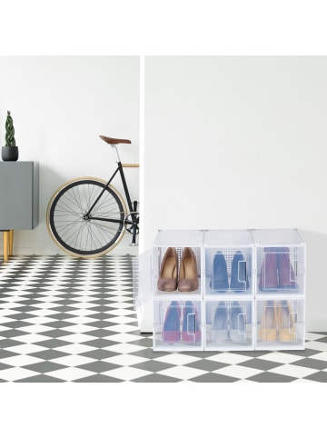 relaxdays 6 x Schuhbox in Transparent/ Weiß