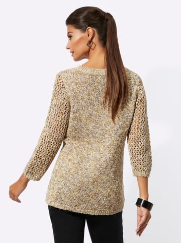 creation L 3/4 Arm-Pullover in gelb-beige-meliert