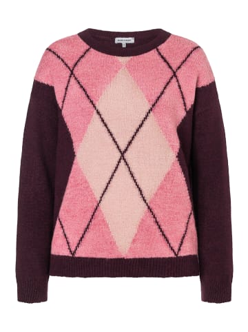 More & More weiter Rautenstrick-Pullover in argyle knit berry rose